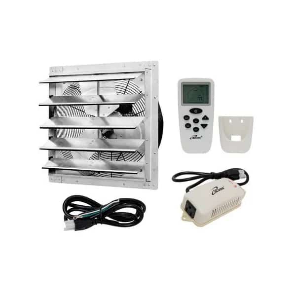 Silver 1736 CFM 18 in. Gable Mount Smart Remote Shutter Exhaust Fan with Thermostat, Humidistat, Iliving, Mfr#: ILG8SF18VC
