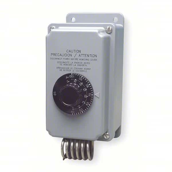 Line Volt Mechanical Tstat, Open/Close on Rise, Indoor/Outdoor, 40 Degrees to 100 Degrees F, SPDT