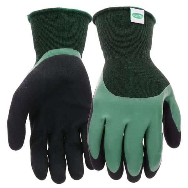 Dipped Gloves, Men's, L, Elastic Knit Wrist Cuff, Rubber Latex Coating, BlackGreen