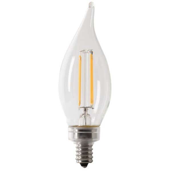 LED Bulb, Decorative, Flame Tip Lamp, 60 W Equivalent, E12 Lamp Base, Dimmable