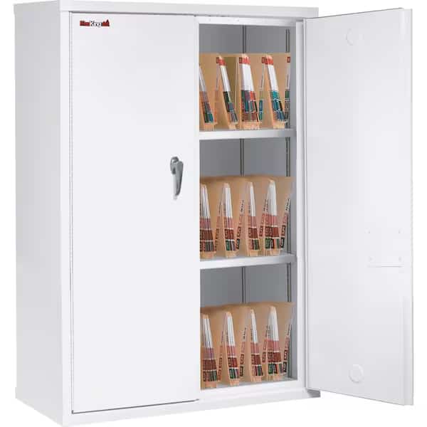 FireKingÂ Fireproof Storage Cabinet w/End Tab Inserts, 36"Wx19-1/4"Dx44"H, Arctic White, Assembled, Fire King, Mfr#: CF4436-MDAW