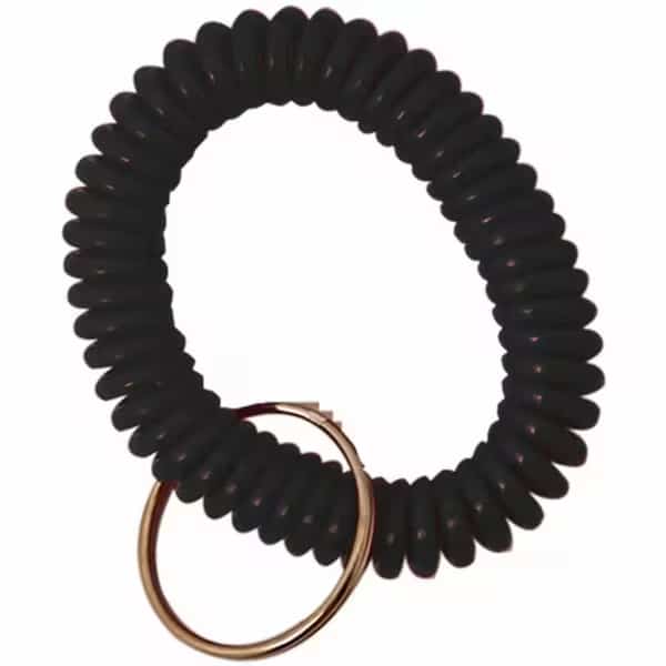 Split Ring Wrist Coil Key Holders, Black, 6PK