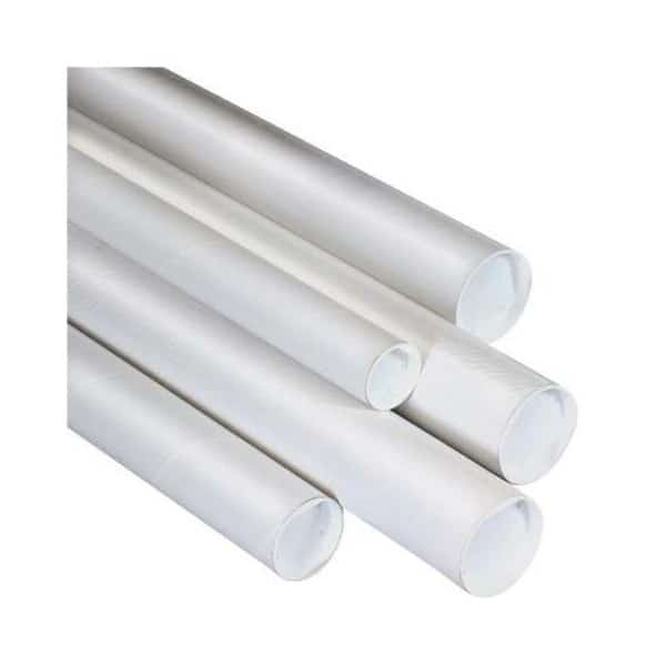 Mailing Tubes with Caps, 2" x 30", White, PK50