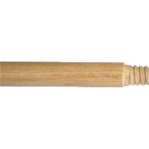 Broom Handle, 1516 in Dia, 60 in L, Threaded, Hardwood