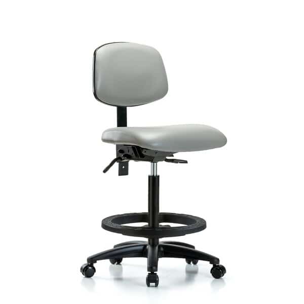 High Bench Chair Chair, Fab, Hi Ben, Chr Tilt AA CF Cast, Nav, No Arms, 26" to 35" Height, Vinyl, Dove