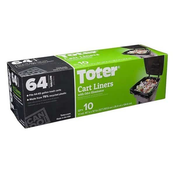 GB064R8000 Trash Cart Liner, 64 gal Capacity, Plastic, Black