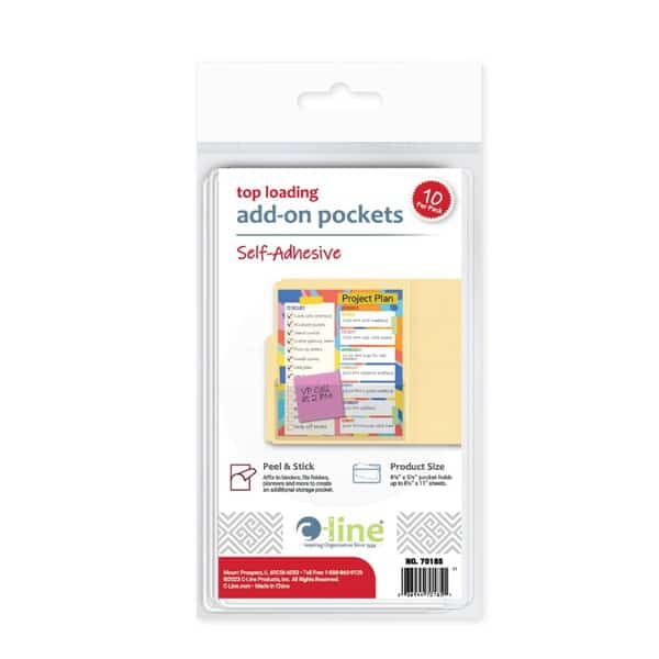 AddOn Filing Pocket, 8 34 x 5 18, 10PK Set of 10 PK, 100PK