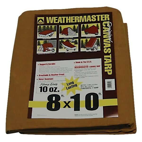Weathermaster Tarpaulin, 10 ft L, 8 ft W, Canvas, Tan