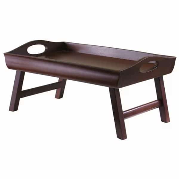 Winsome 94725 Sedona Bed Tray Curved Side Foldable Legs Large Handle- Antique Walnut