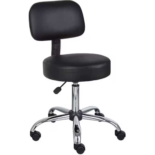 Black Caressoft Medical Stool with Back Cushion