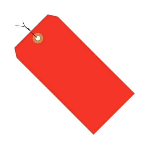 Shipping Tag Pre WiredNo 7 5-3/4L x 2-7/8W Fluorescent Red 1000/Pk