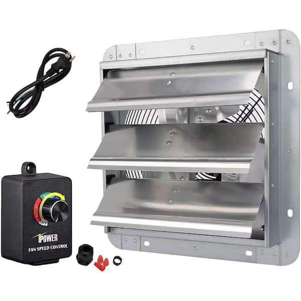 10 Inch Shutter Exhaust Fan Aluminum+  fan speed controller + Disposal Power Cord Kit