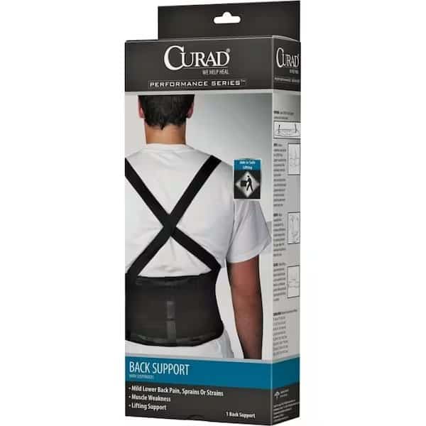 Back Support with Suspenders, XL, Fits to Waist Size 38 to 42 in, Hook and Loop Closure