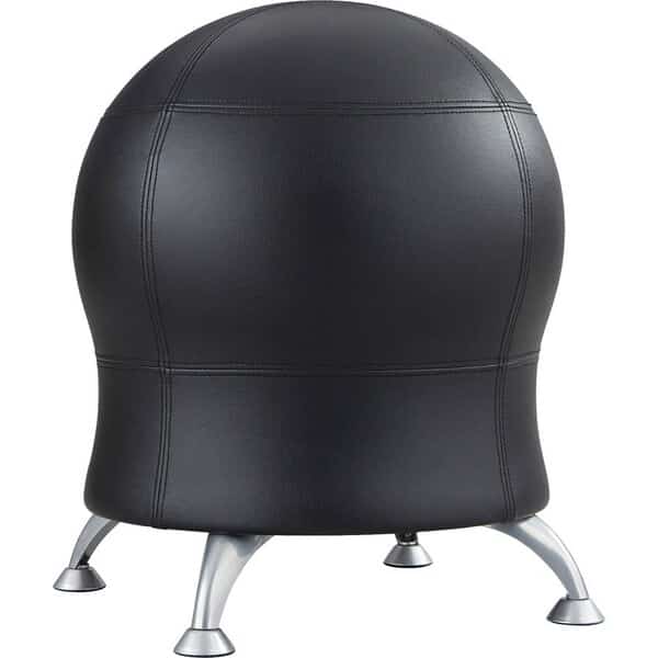Safco, ZENERGY BALL CHAIR, BLACK SEAT/BLACK BACK, SILVER BASE