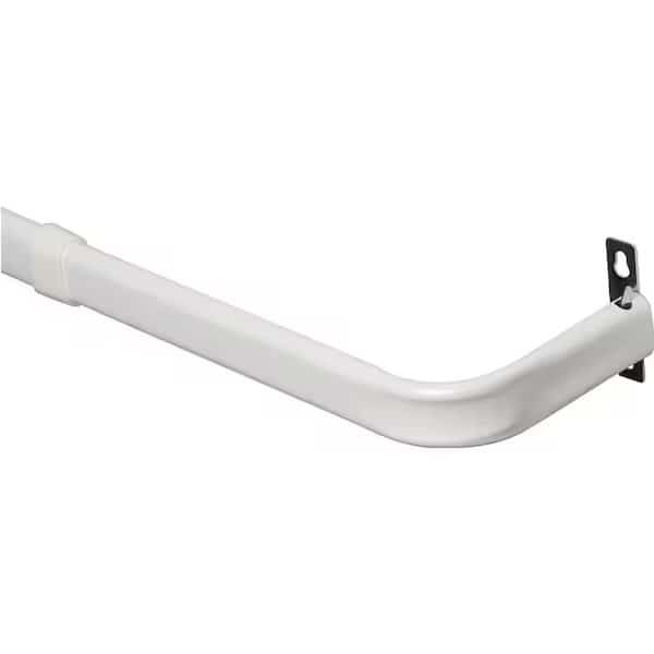 Curtain Rod, 1 in Dia, 48 to 86 in L, Steel, White