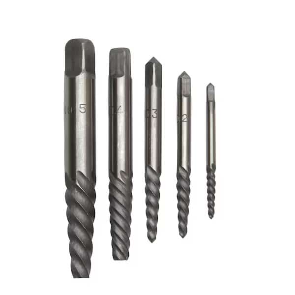 No 1-5 Carbon Steel Spiral Flute Screw Extractor Set
