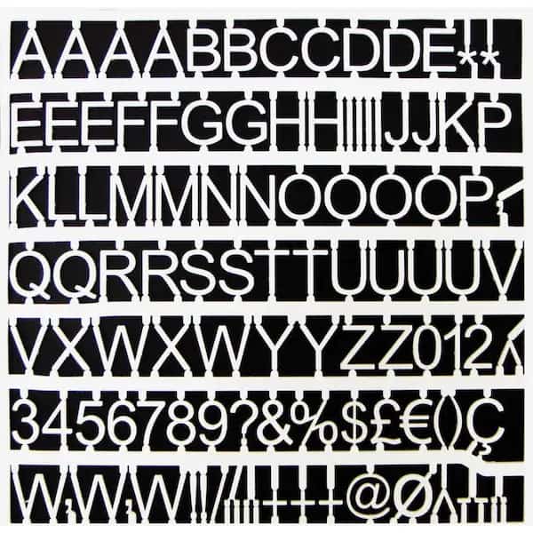 MasterVisi, White Plastic Set Of Letters, Numbers & Symbols, Uppercase, 1in Dia.