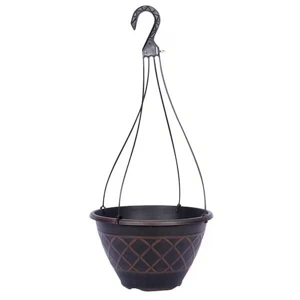 Hanging Basket Planter, Resin, Brown