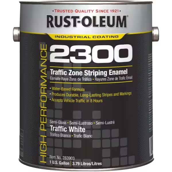 Traffic Zone Striping Paint, 1 gal., Traffic White, Water -Based, RUST-OLEUM, Mfr# 283903
