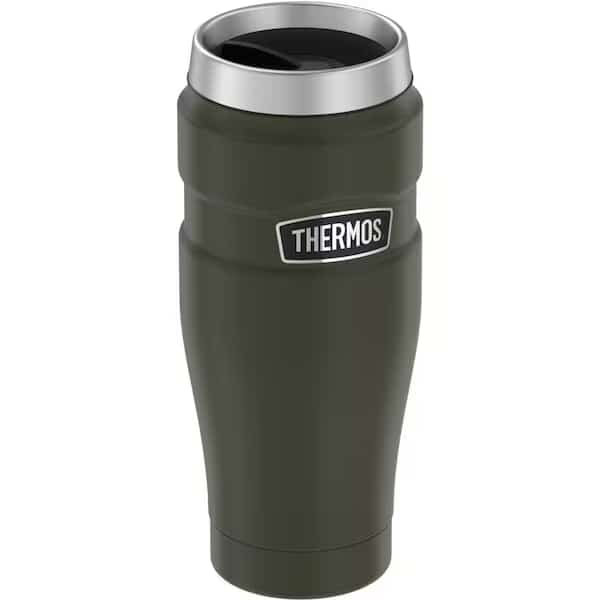 Stainless Steel Travel Tumbler, 16oz, Army Green, Hot 7 Hrs, Cold 18 Hrs
