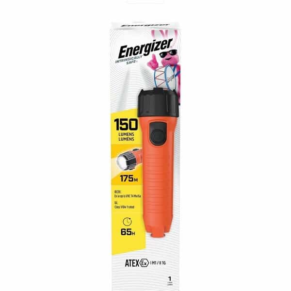 Orange LED Handheld Flashlight, Alkaline D, 60lm