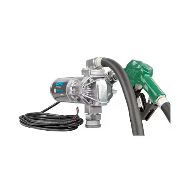 FUEL PUMP Diesel Automatic 20 Gallons Per Minute 14 Feet Hose With Flow Meter Aluminum Housing