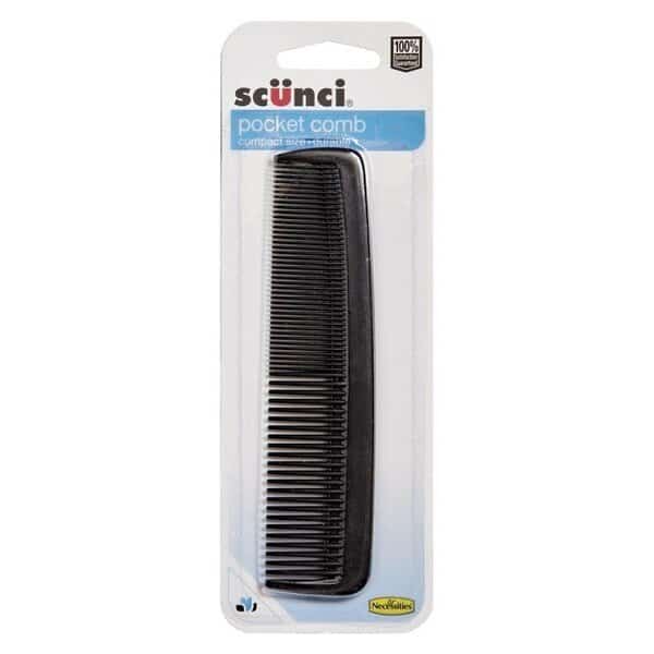 792554112000 Pocket Hair Comb, Plastic Bristle, Black Bristle
