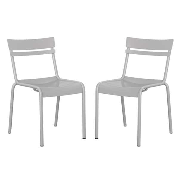 Silver All-Weather Armless Steel Dining Chair, 2PK