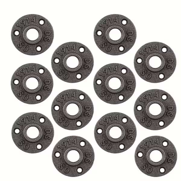 1/2" Black Malleable Cast Iron Floor Flange, 12 PK