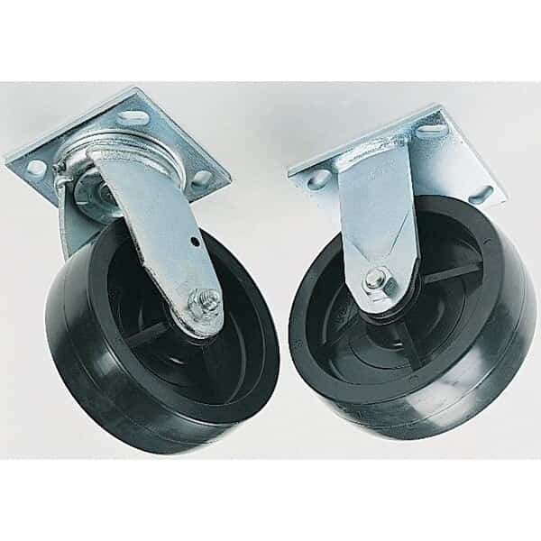 Caster Set, Rubber, 10-1/4" W, Silver