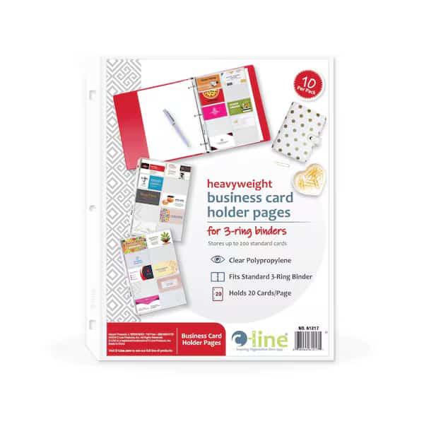 Business Card Holder, Poly without Tabs, Holds 20 CardsPage, 11 14 x 8 18, 50PK