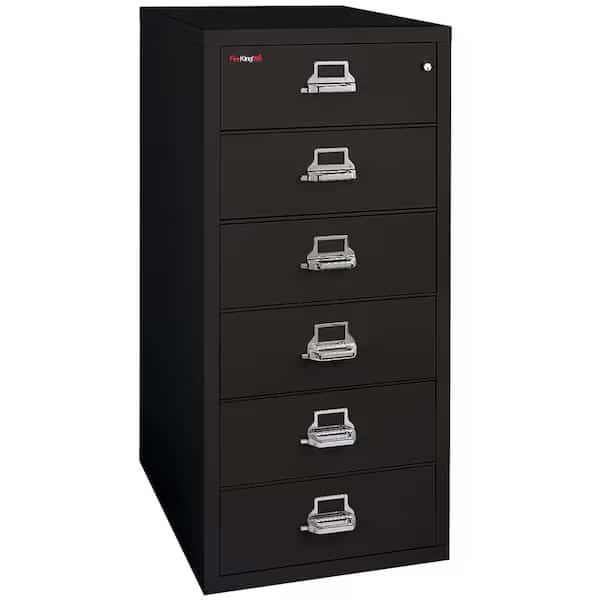 25-5/16" W 6 Drawer Card Check Note File Cabinet, Black