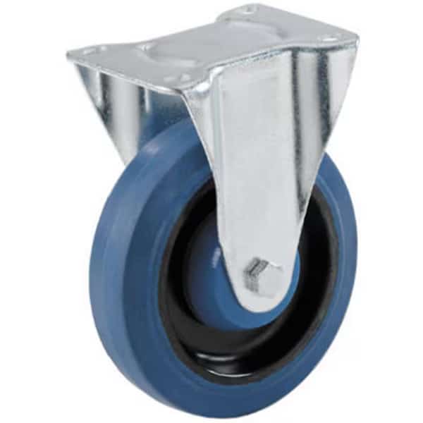 9261 4 in. Elastic Rubber Rigid Plate CasterBlue