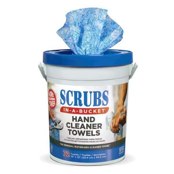 Hand Cleaning Towels, 10 in x 12 in, Scrubs-in-a-Bucket, 72 Wipes/Bucket, Aloe/Vitamin E, Citrus