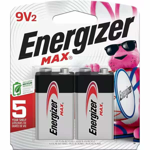 Energizer Max 9V Alkaline Battery, 9V DC, 2 Pack