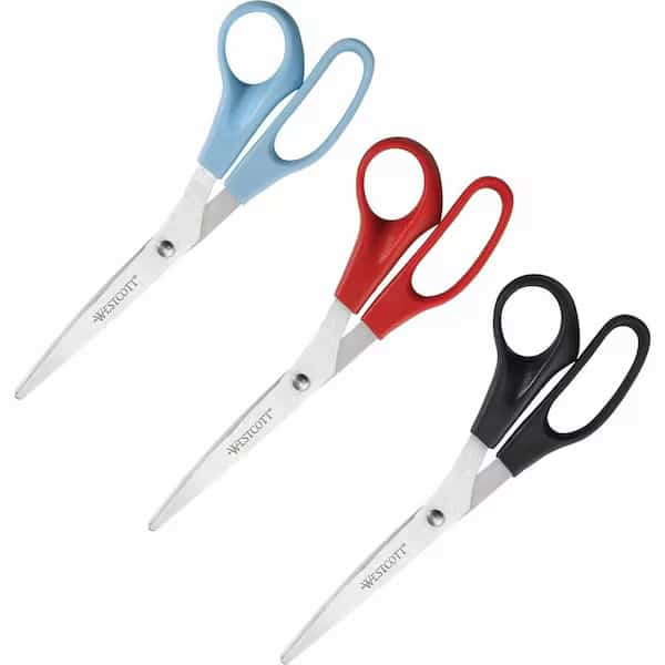 Westcott 8 Straight Allpurpose Value Scissors, Assorted, 3PK