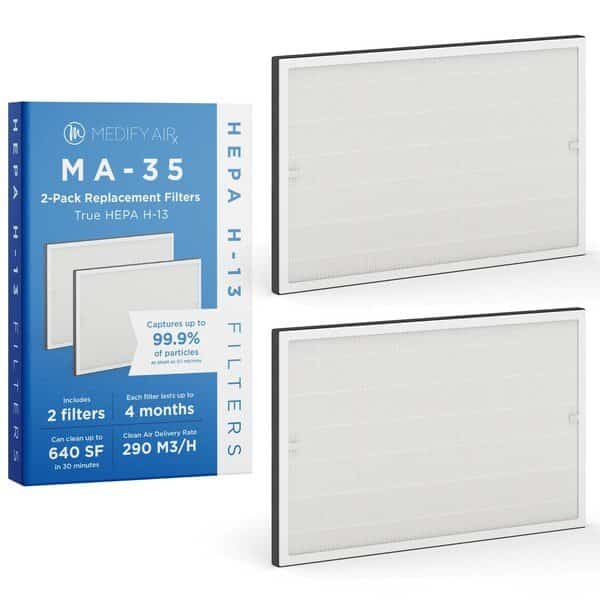 Medify MA35 Replacement Filter H13 True HEPA 999 Particle Removal White 2Pack 2PK