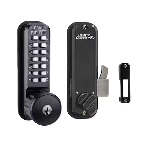 Lockey Mechanical Keyless Surface Mount Hook Bolt with Key Override Jet Black Finish