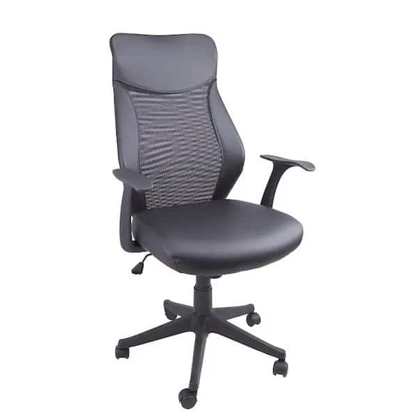 Simple Spaces FY-1352-9 Office Chair, 250 lb Weight Capacity, Polyurethane Seat, Black Frame