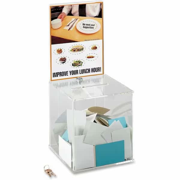 Collection Box, Large, Acrylic, Clear, SAFCO, Mfr# 4234CL