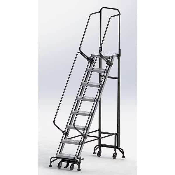 9.4 ft H Aluminum Rolling Ladder, 8 Steps, 450 lb Load Capacity