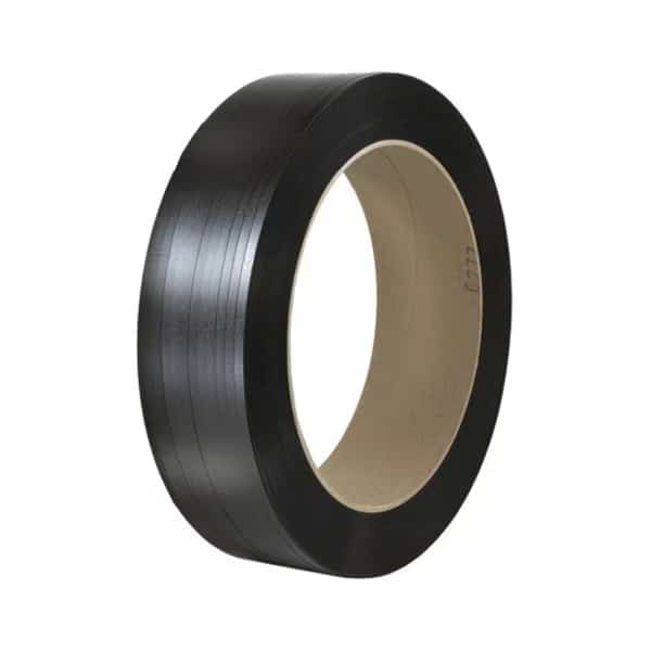 Polypropylene Strapping, Hand Grade, Embossed, 16" x 6" Core, 1/2" x 9000', Black, 1/Coil