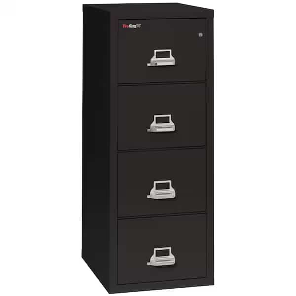 15-1/4" W 4 Drawer Fire-Resistant Vertical File Cabinet, Black, Legal