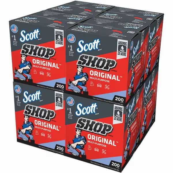 Scott Shop Towels Original (75190), Blue, Pop-Up Dispenser Box, 10 in x 12 in, 200 Sheets / Box