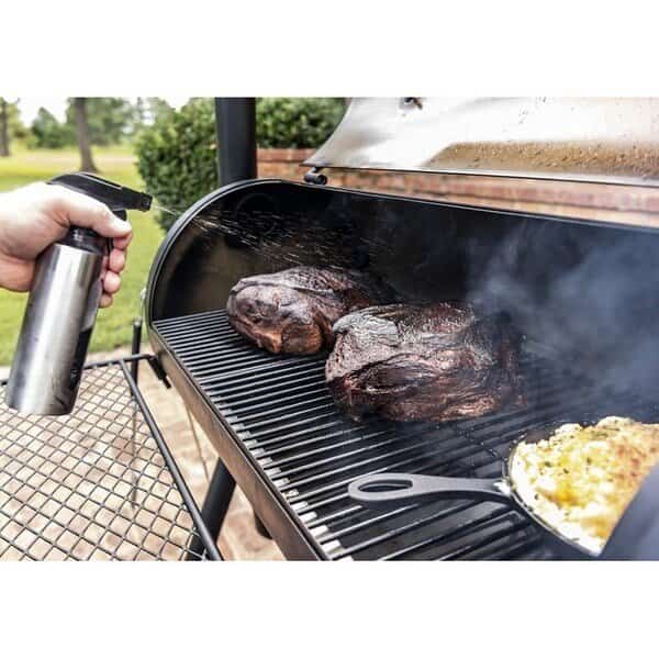 Highland Offset Smoker, Charcoal, Porcelain, Black