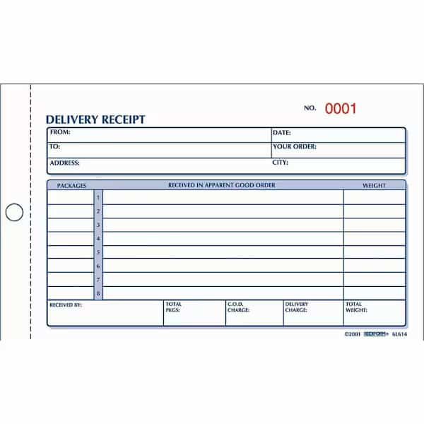 Delivery Receipt Book, 50 Sets