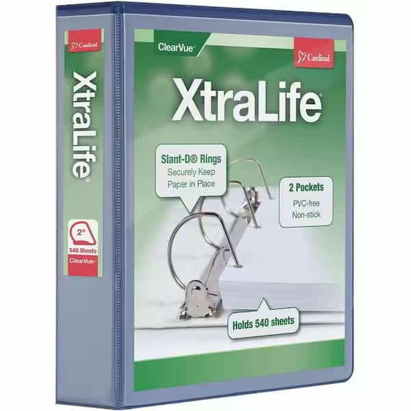 Xtralife ClearVue Locking SlantD Binders, Blue