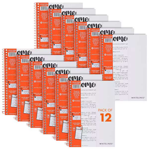 Case of Whitelines Spiral Wirebound Dot Grid Ruled Journal Notebook, Gray Paper, 8.25"x5.75", 70 sht, PK12