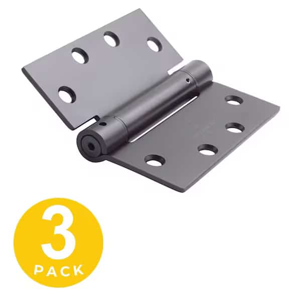 4.5 in. x 4.5 in. Oil Rubbed Bronze Full Mortise Spring Squared Hinge with Non-Removable Pin - Set of 3