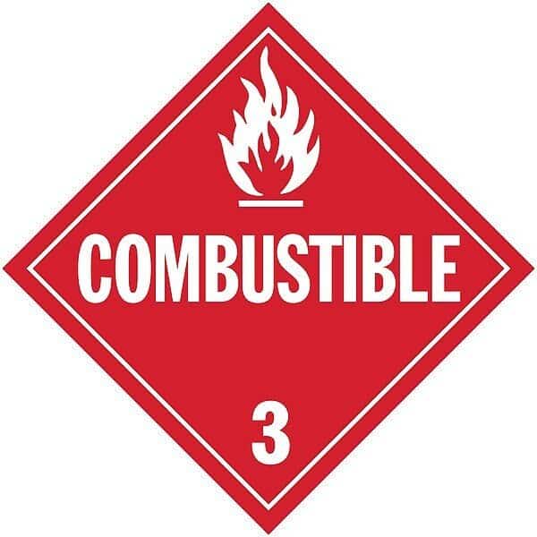 DOT Container Placard, Combustible, Rigid Styrene, 10-4/5" W x 10-4/5" H